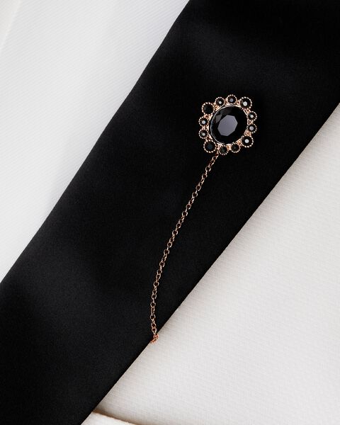 Rose/Black Small Jewelled Lapel Pin